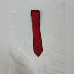 Hermes Red Tie with Green Pattern